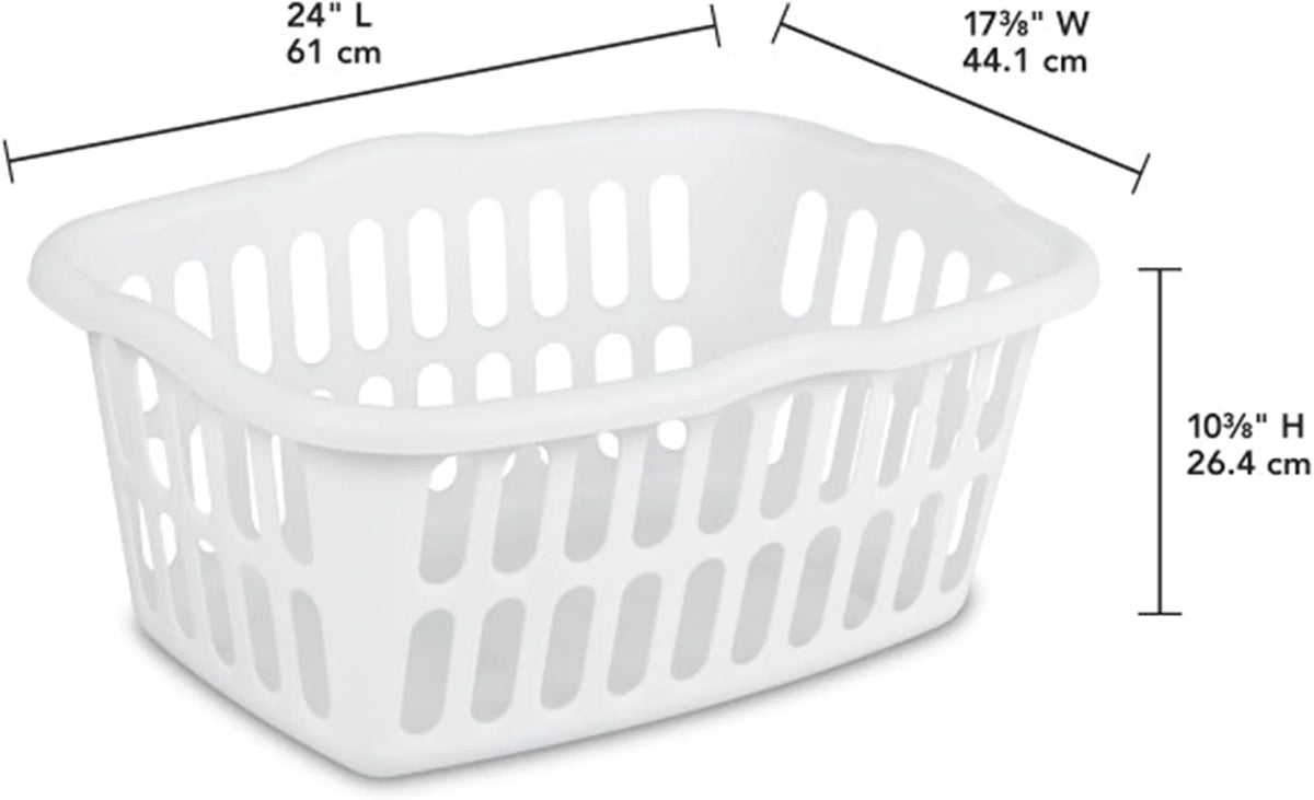 Sterilite Rectangular Laundry Basket, Plastic Clothes Hamper, 24-Pack