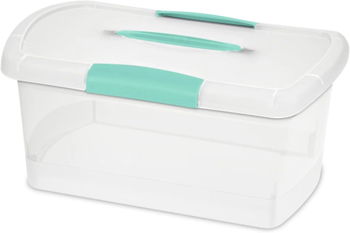 Sterilite Medium Nesting ShowOffs, Clear Plastic Latch Lid Bin, 18-Pack