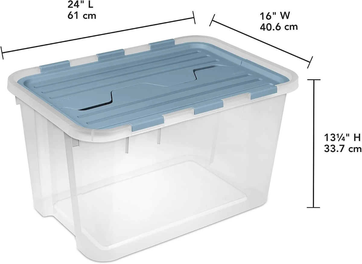 SteriliteHinged Lid Storage Box Plastic Container, 60 Quart, 18-Pack