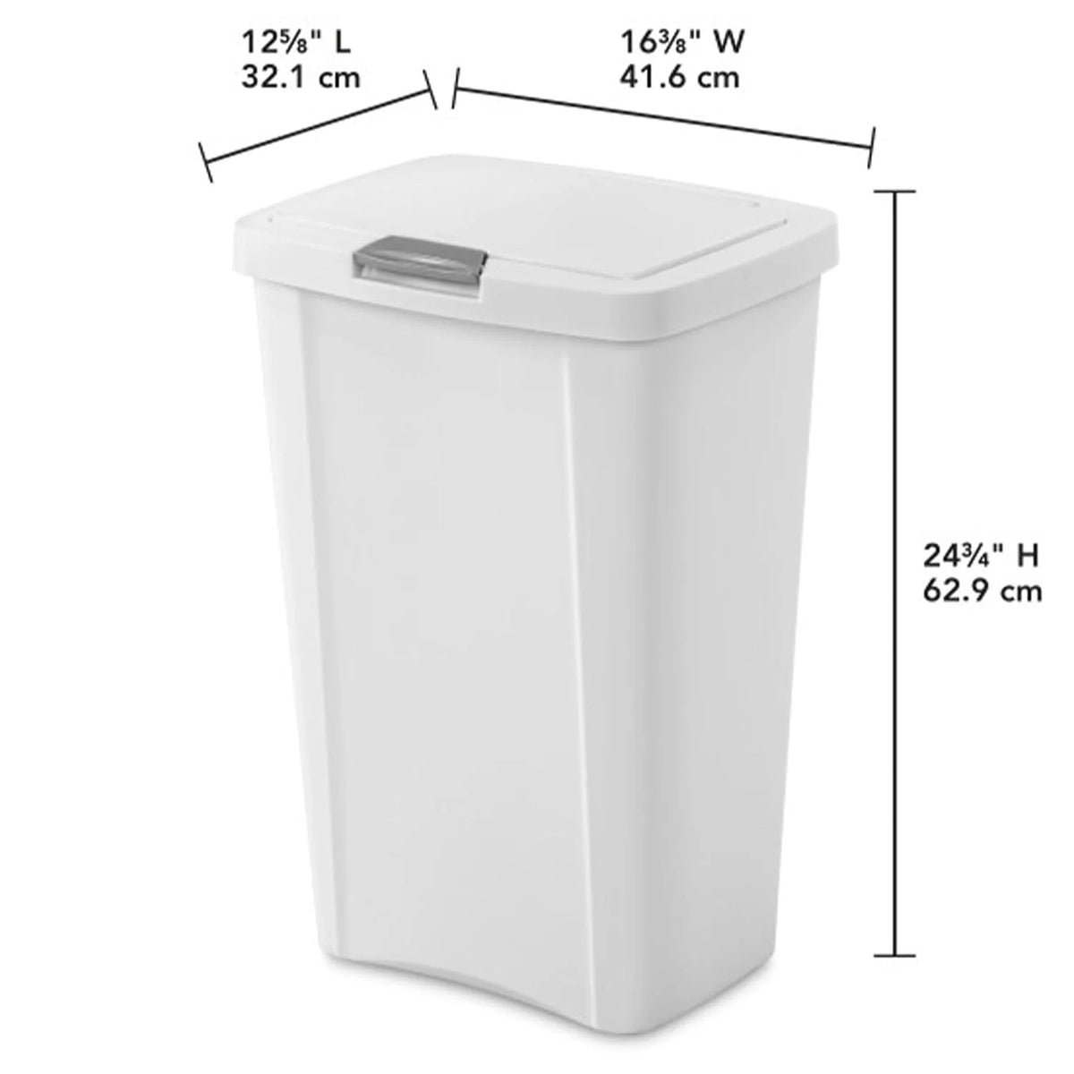 Sterilite TouchTop Plastic Wastebasket, 13 Gallon, White, 8-Pack