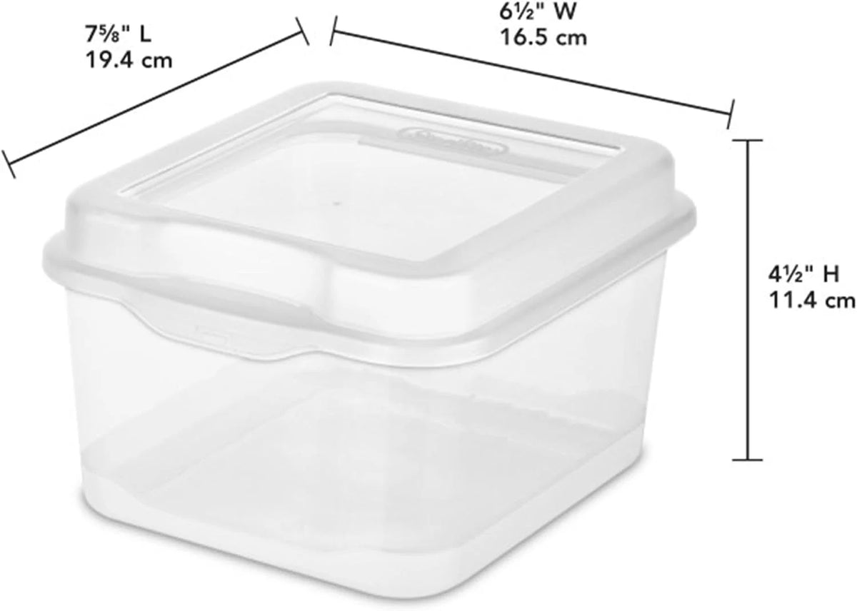Sterilite Square Small FlipTop, Clear Plastic Storage Box, 48-Pack