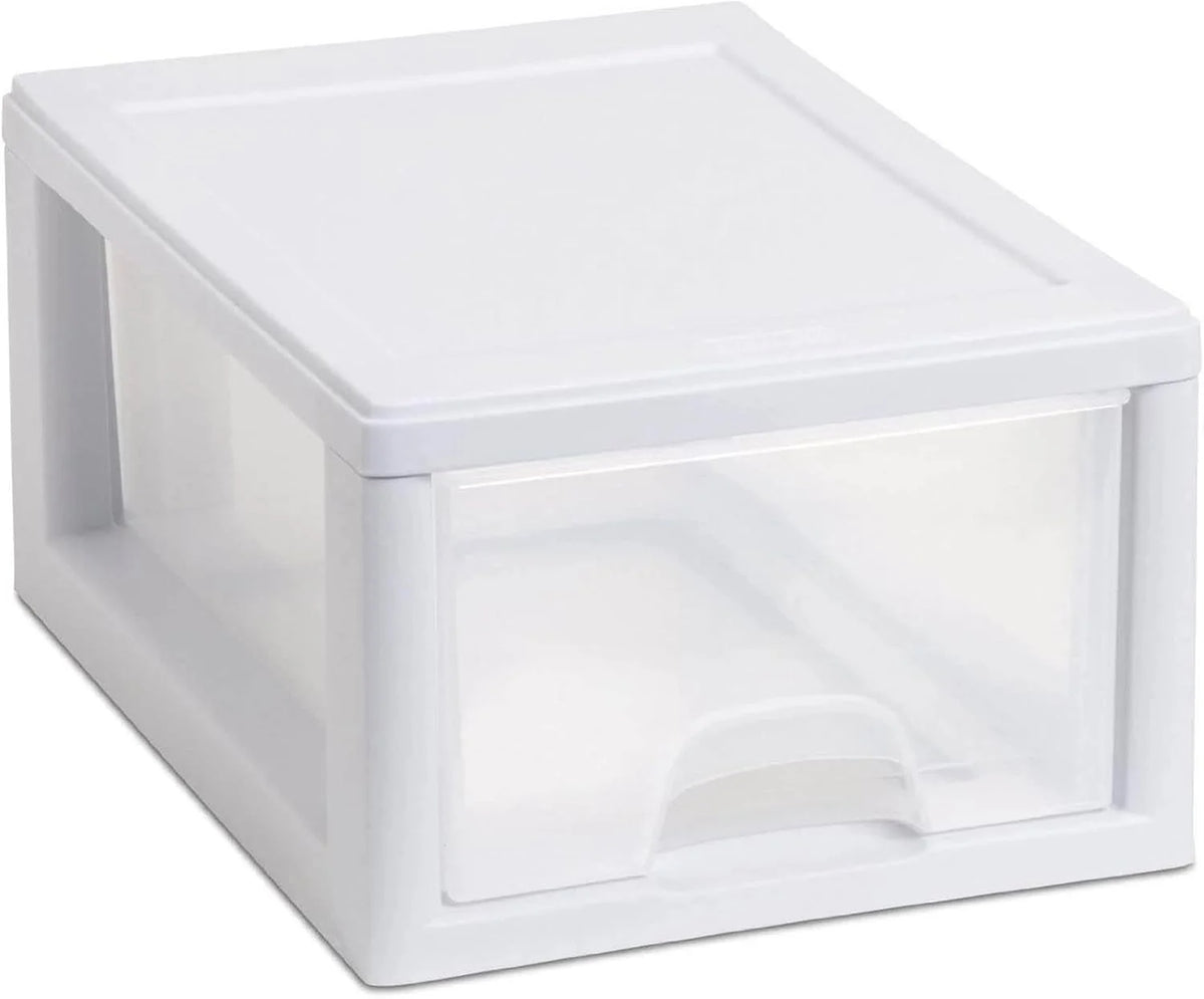 Sterilite Stacking Drawer Storage Organizer for Clothes, 6 Quart, 18-Pack