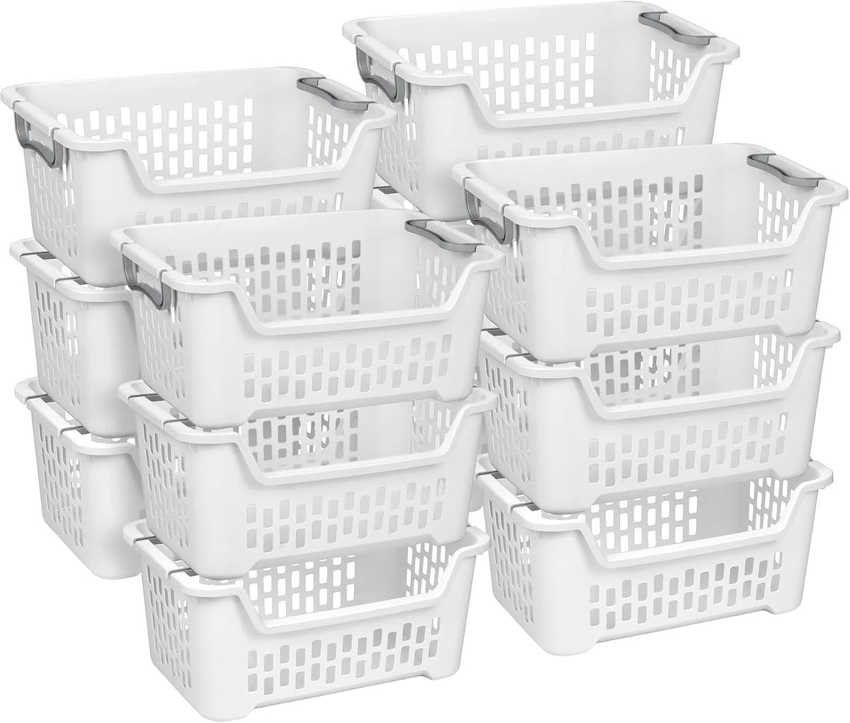 Sterilite Stacking Laundry Basket, Plastic Clothes Hamper, 12-Pack