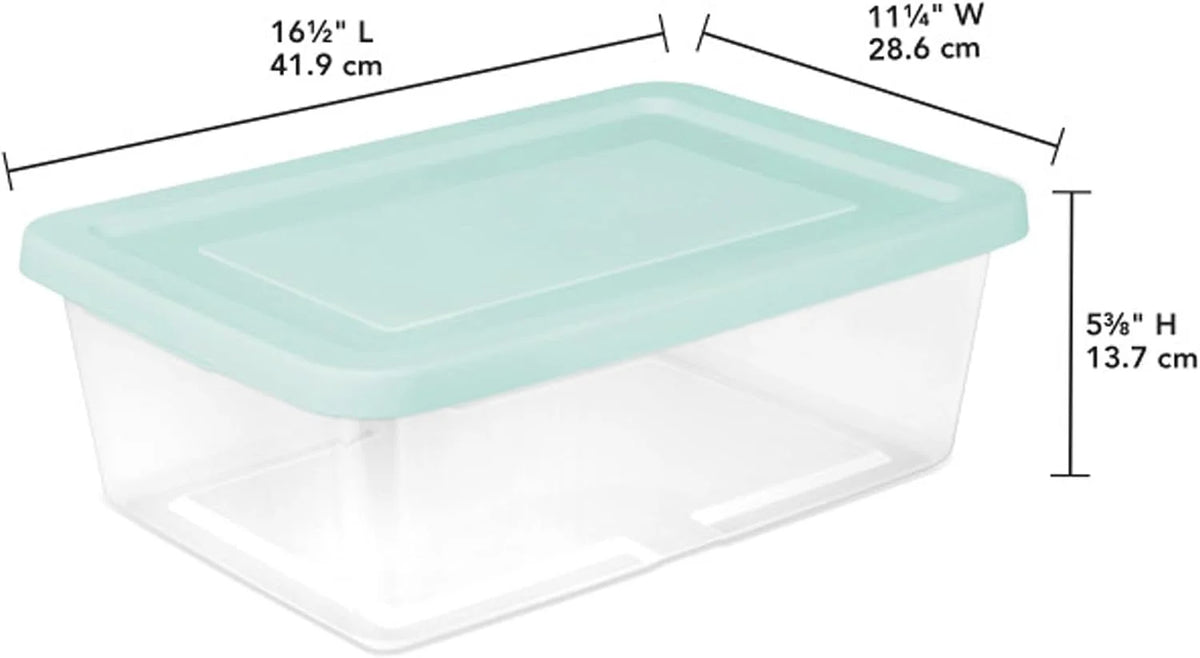 Sterilite Storage Box, Clear Snap Lid Tote, Mindful Mint, 12 Qt, 36-Pack